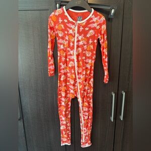 Kickee pants sz 6 poppy orange zippered coverall layette pajamas